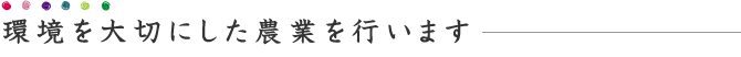 環境を大切にした農業を行います