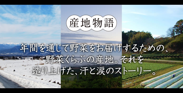 産地物語　年間を通じて野菜をお届けするための、野菜くらぶの産地。それを作り上げた、汗と涙のストーリー。